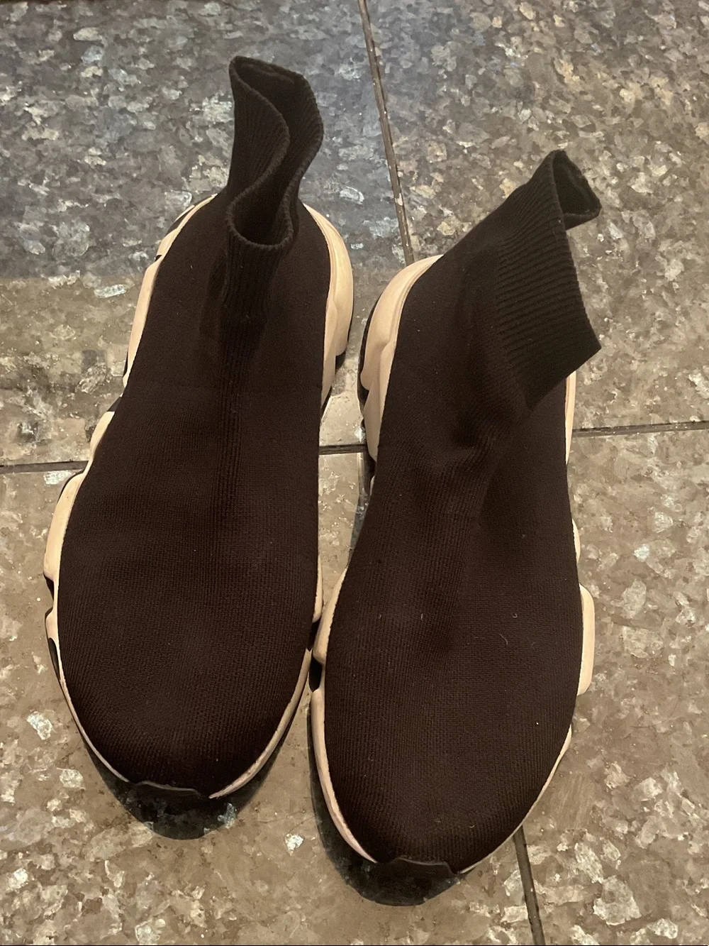 Balenciaga Kids Black Knit Slip-On Sneakers with White Branded Sole